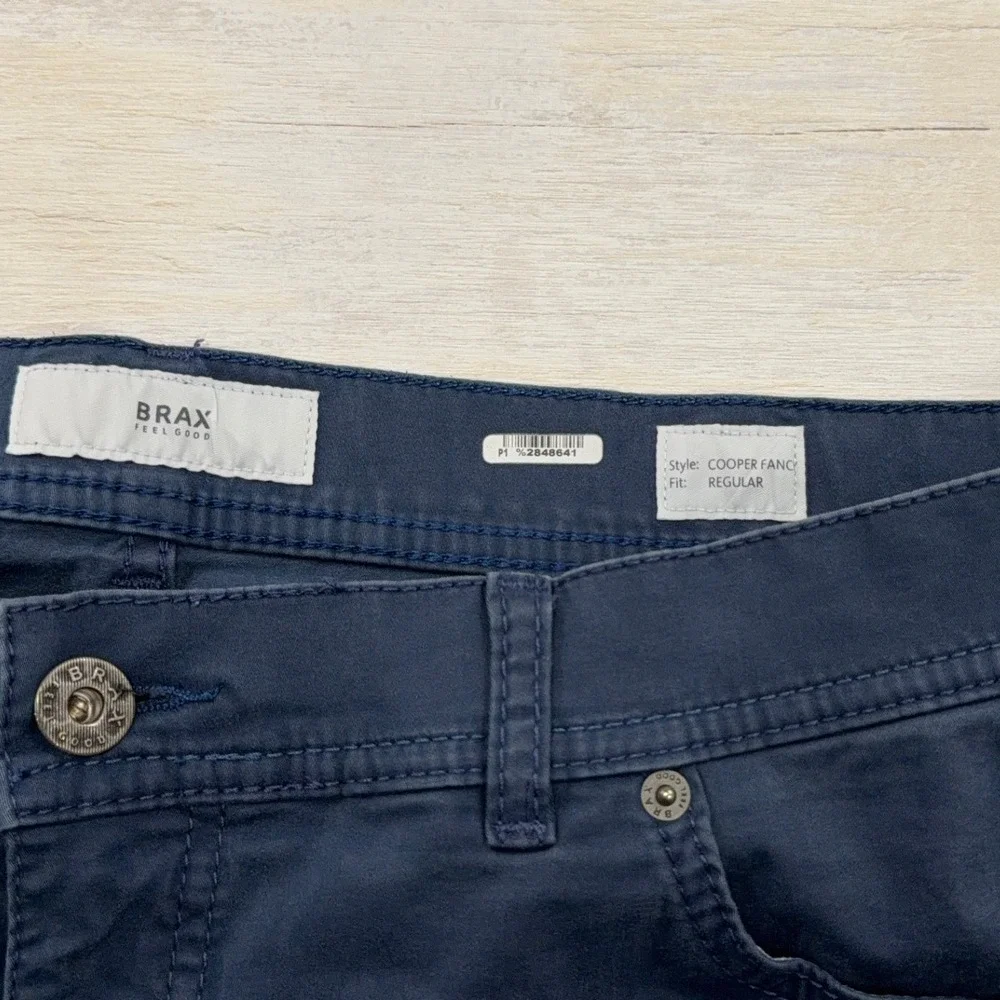 Brax Pants Cooper Fancy Regular Fit Five Pocket Navy Blue Mens 38x31